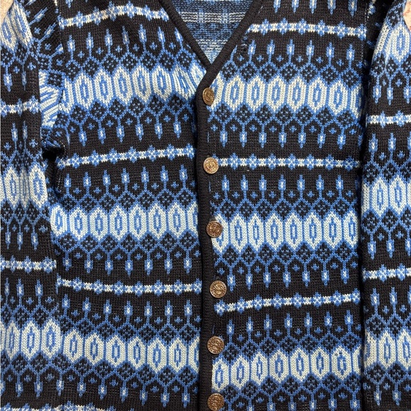 Vintage Nordic Striped Cardigan Sweater Size XL - Picture 4 of 5